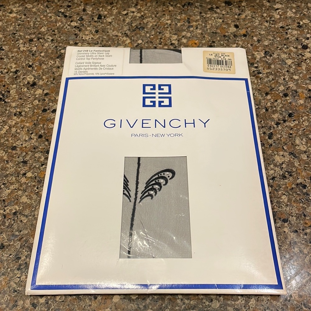 Vintage Givenchy Hosiery Style 248 NWT Jet Black Rhinestone Seamed Hosiery S